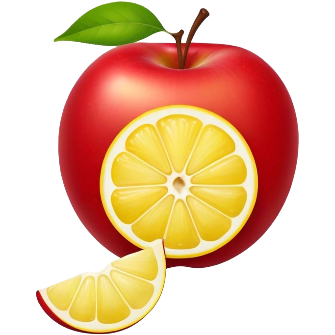 Lemon eating a apple emoji