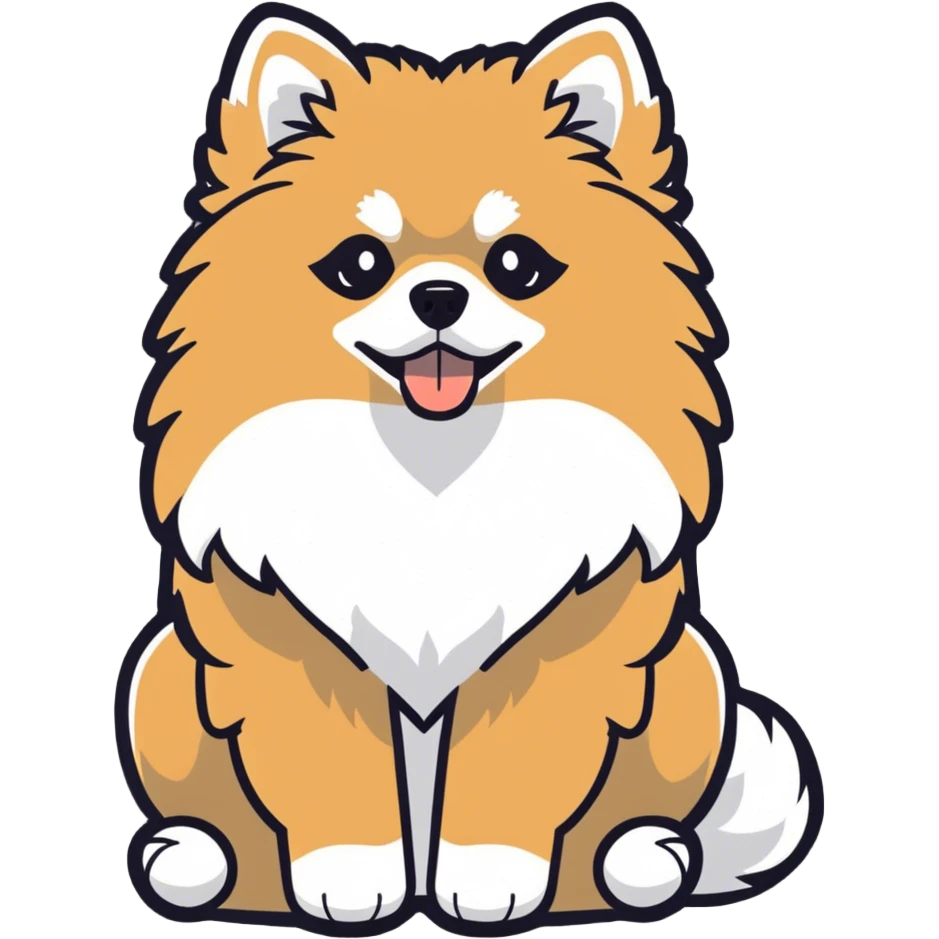 Pomeranian dog black and White emoji