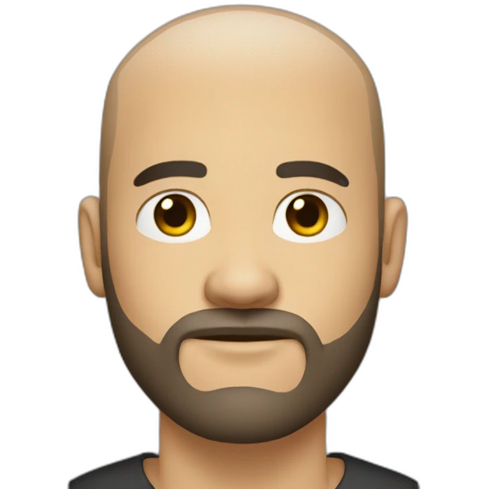 white man with small eyes and black buzz cut and full beard emoji
