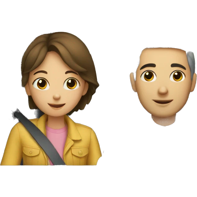 a girl in a car with hier dad emoji