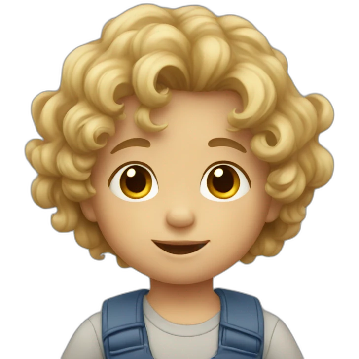 Toddler boy with wavy hair emoji