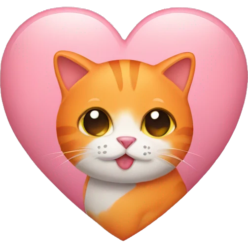 Orange cat holding heart emoji
