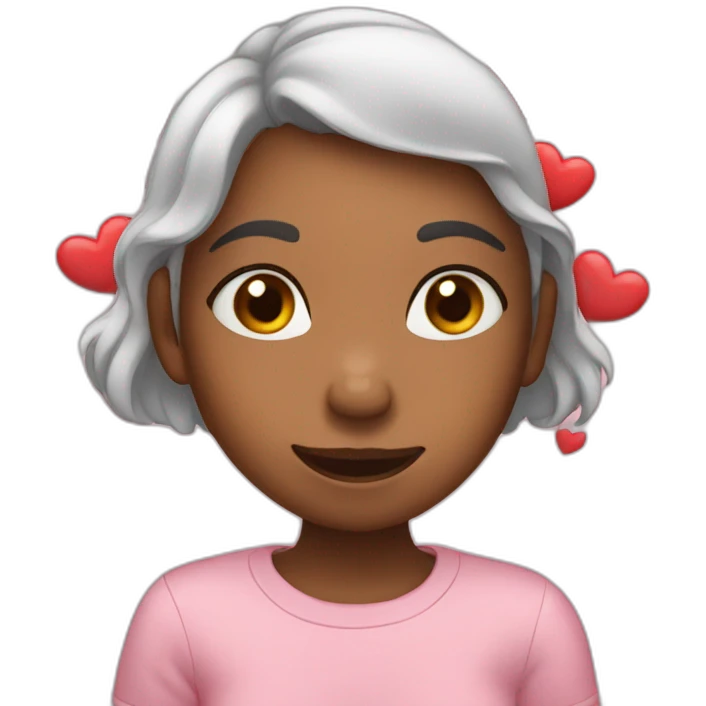 Girl blushing with hearts emoji