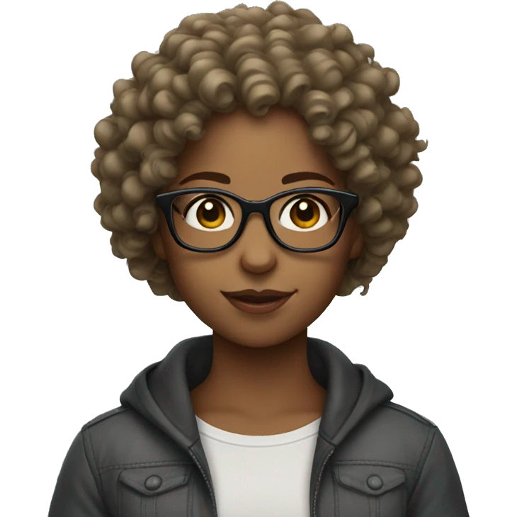 Girl curly hair and glasses emoji