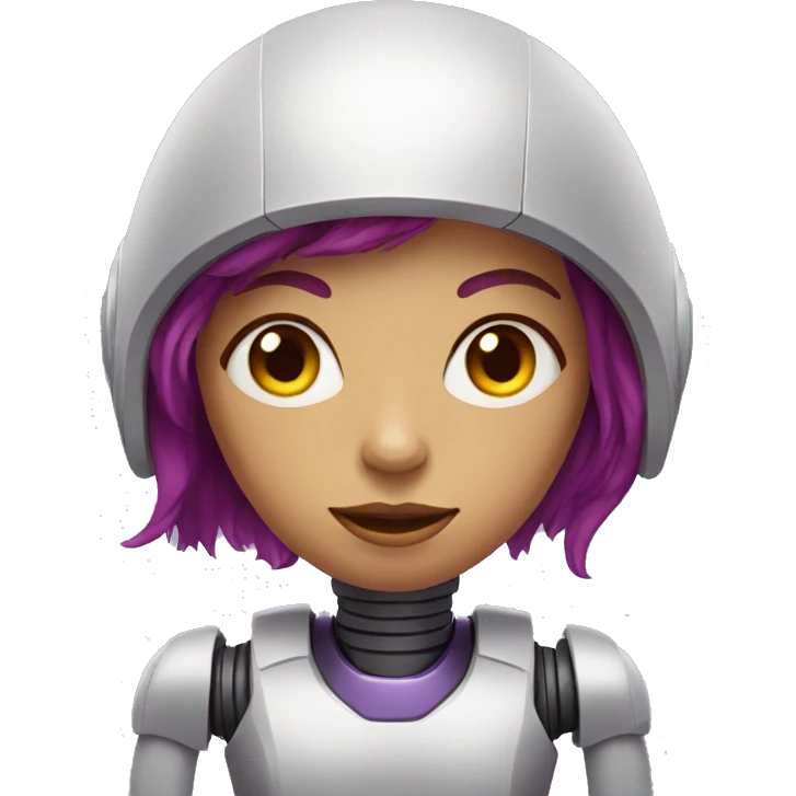 red hair robot woman whit purple eyes emoji