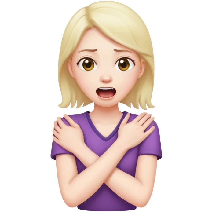 a girl arms crossed holding neck screaming  emoji