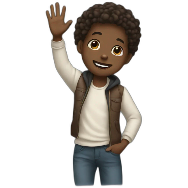 black kid raising hand emoji