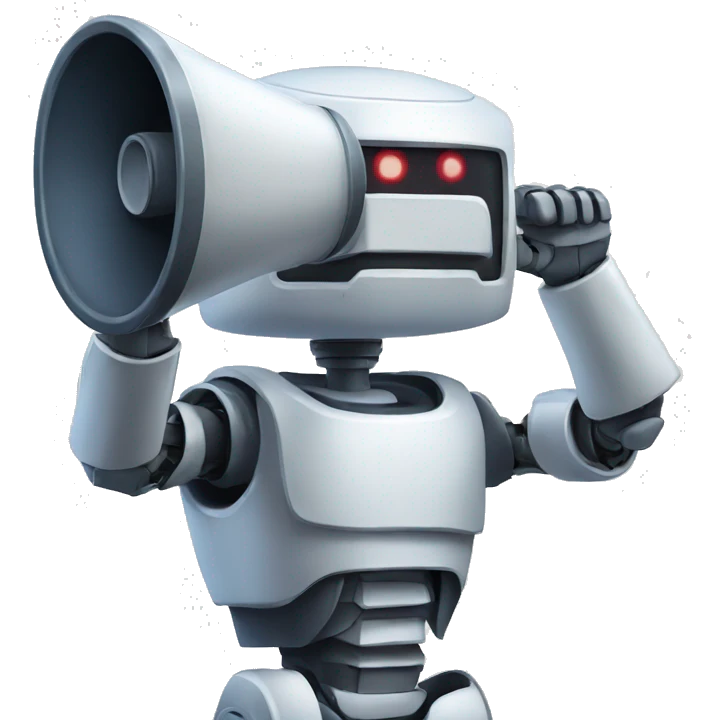 robot with a megaphone emoji