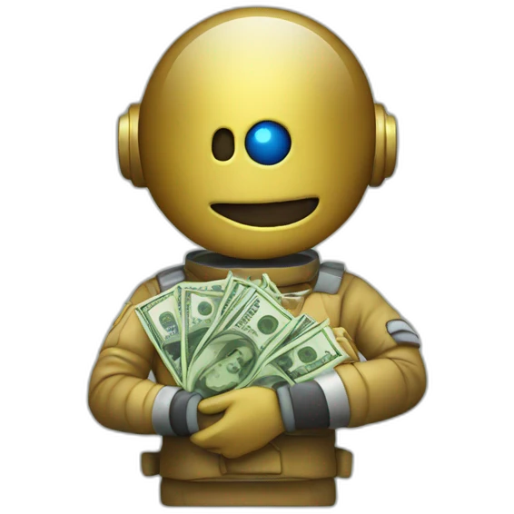An astronate showing money emoji