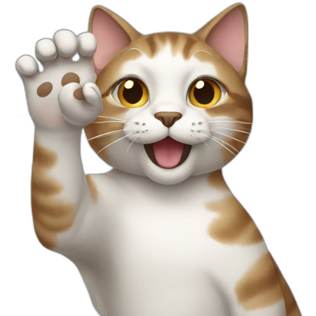 cat waving paw emoji