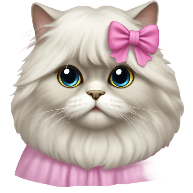 Persian cat with pink bow and robe  emoji