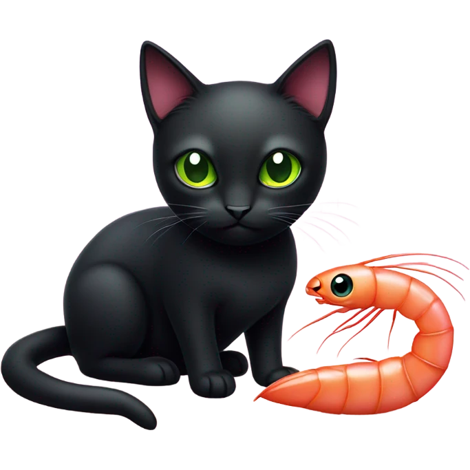 black cat shrimp  emoji