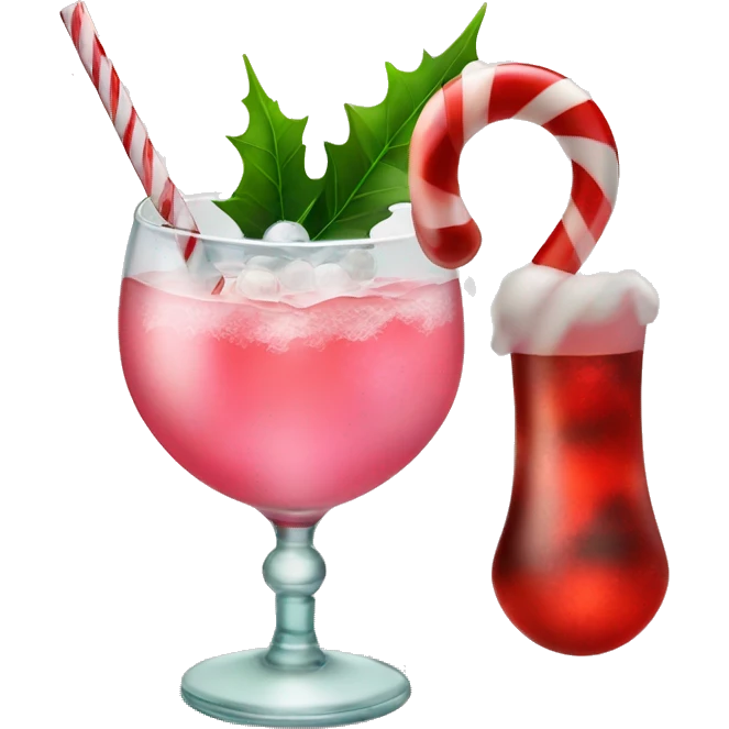 christmas cocktail with a candy cane in a pretty glass emoji