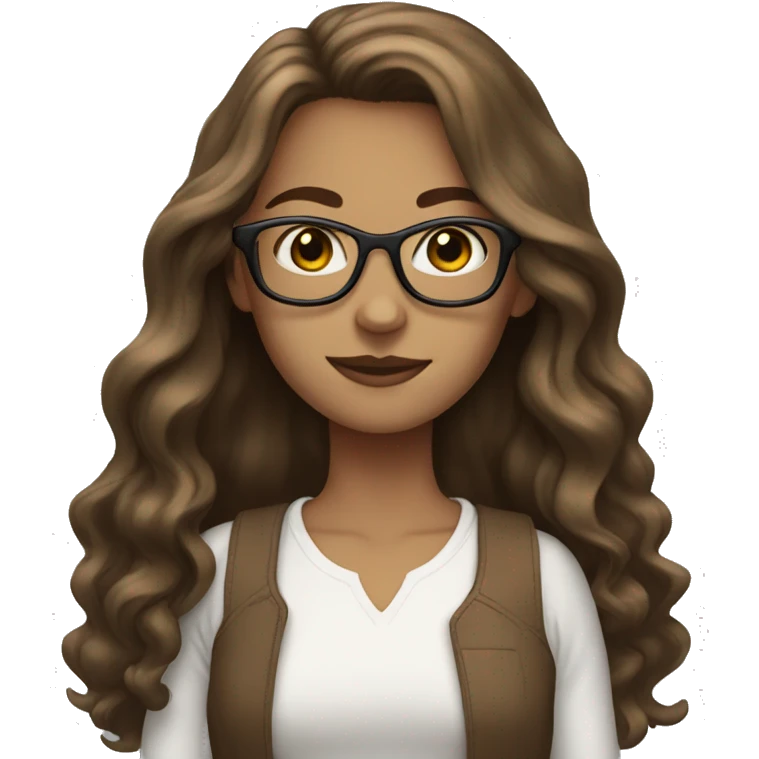 girl brown long hair white skin glasses emoji