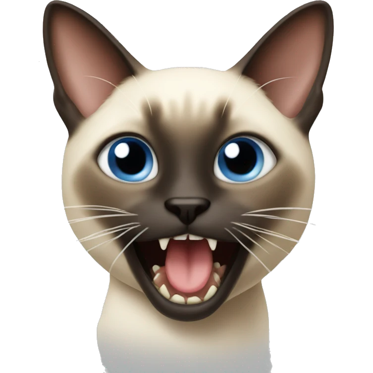 Siamese cat biting a stixk emoji