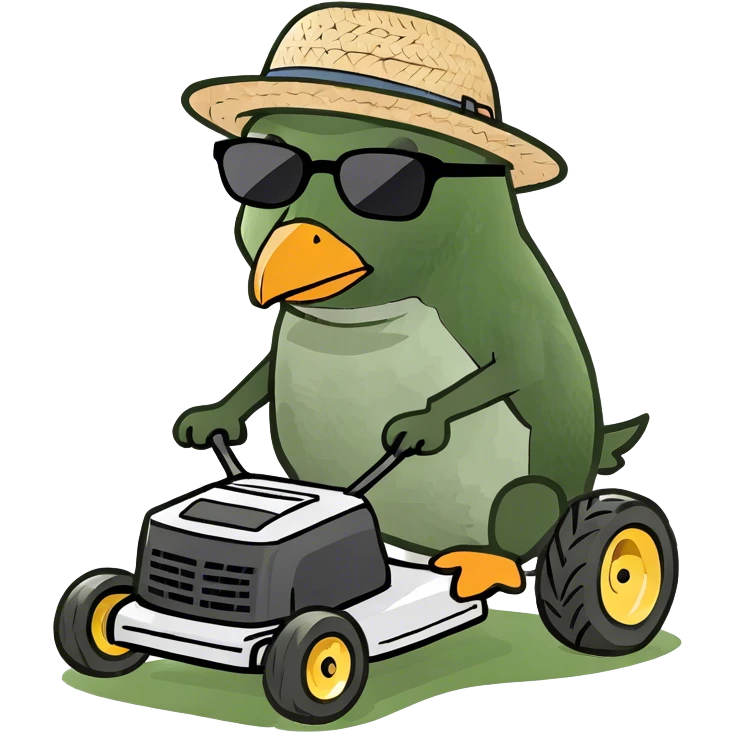 Penguin mowing  emoji
