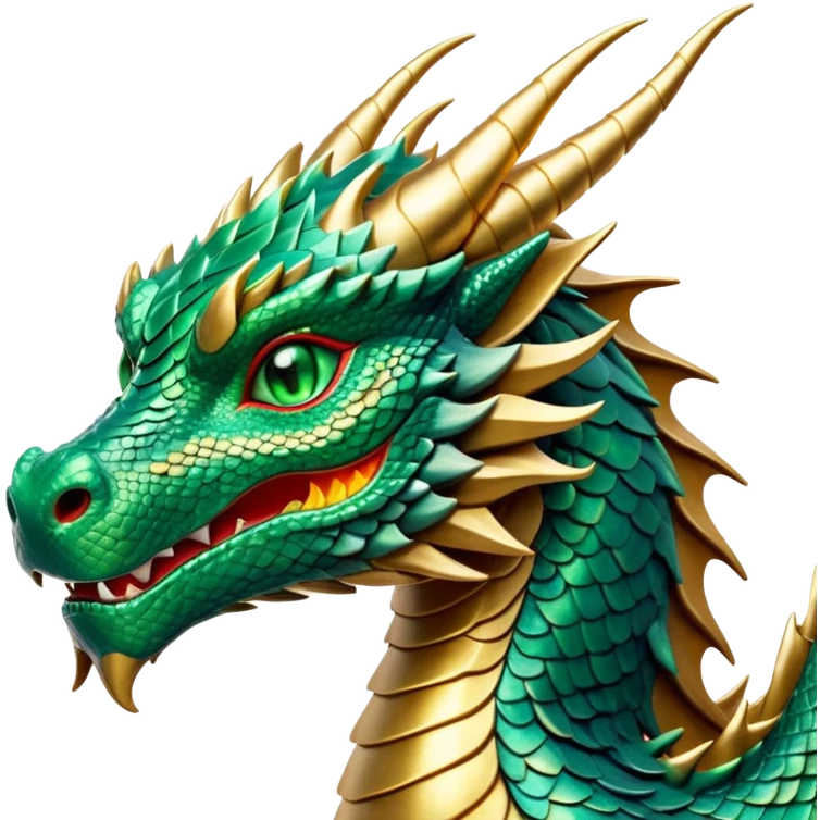 cinematic-noble-dragon-portrait-emoji,-poised-and-majestic,-with-a-sinuous,-elongated-body-covered-in-intricately-detailed,-shimmering-scales-in-hues-of-emerald-and-gold,-and-piercing,-fiery-eyes-that-reflect-ancient-wisdom; emoji