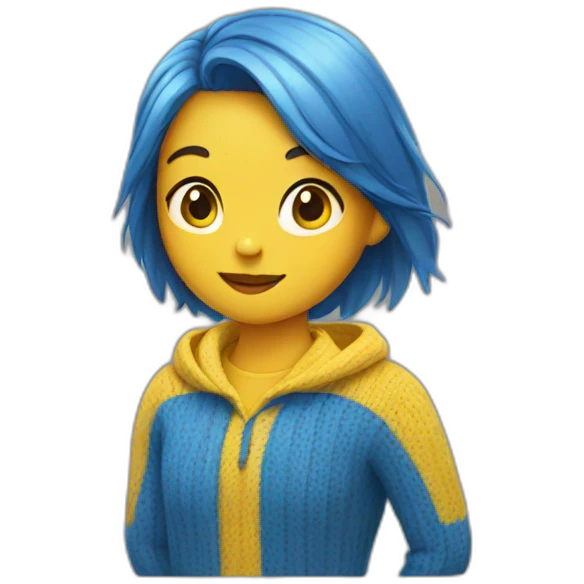 Girl in blue and yellow sweater emoji