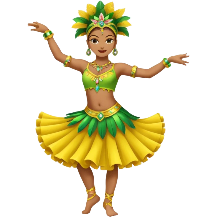 bailarina de samba de brasil cuerpo entero bailando quiero que lleve colores amarillos y verdes  emoji