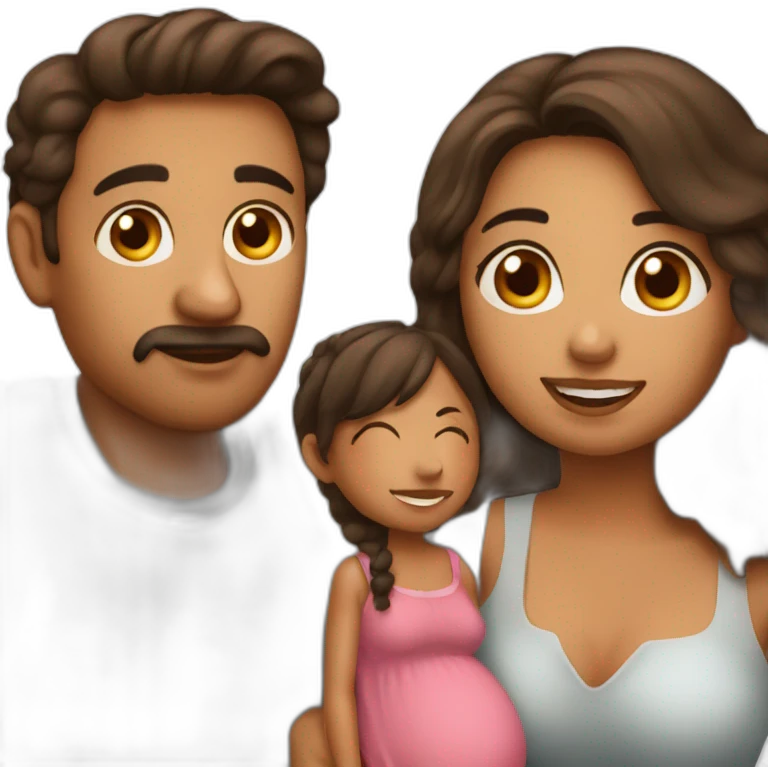 Latin niece with uncle and pregnant aunt emoji