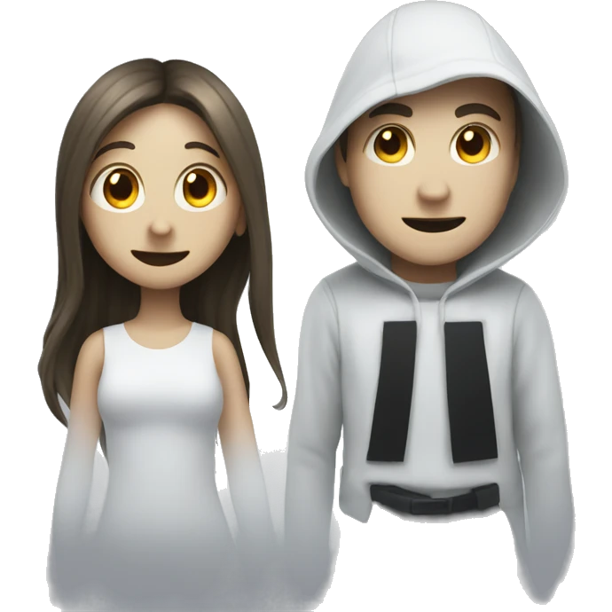 girl and guy playing ghosts emoji