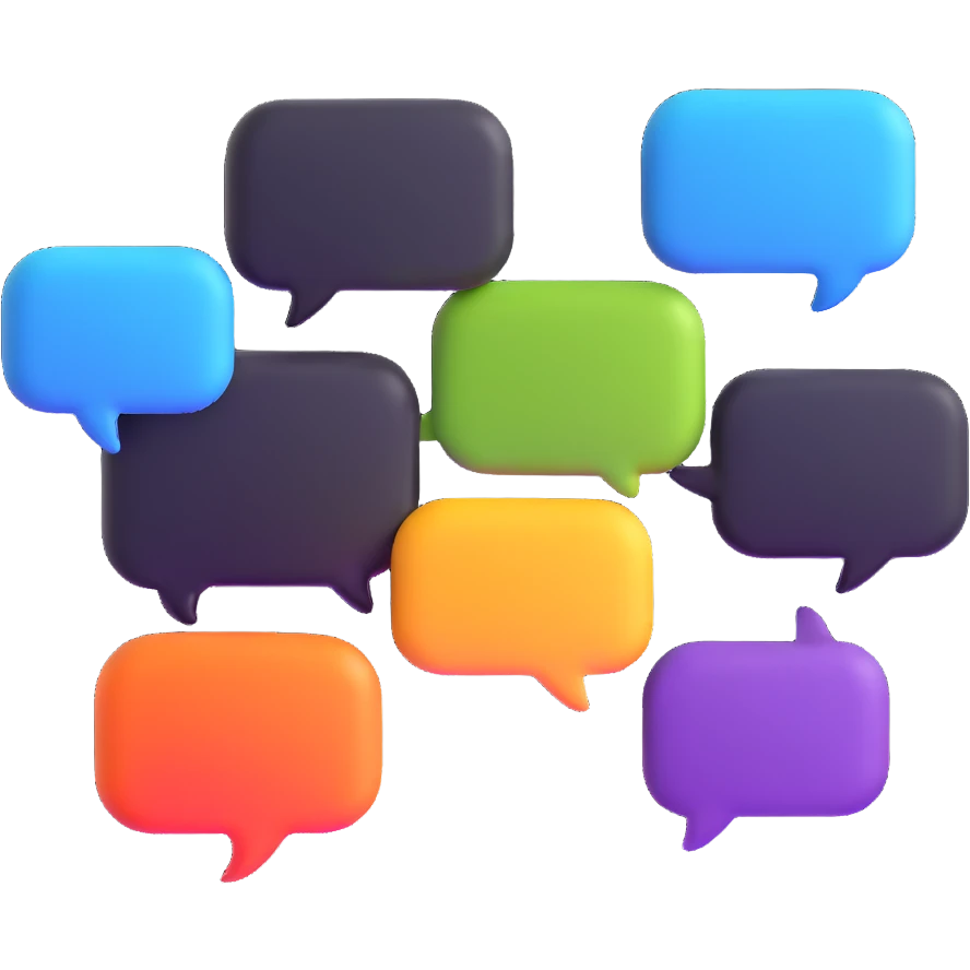 multiple chat bubbles connected together in a group conversation emoji