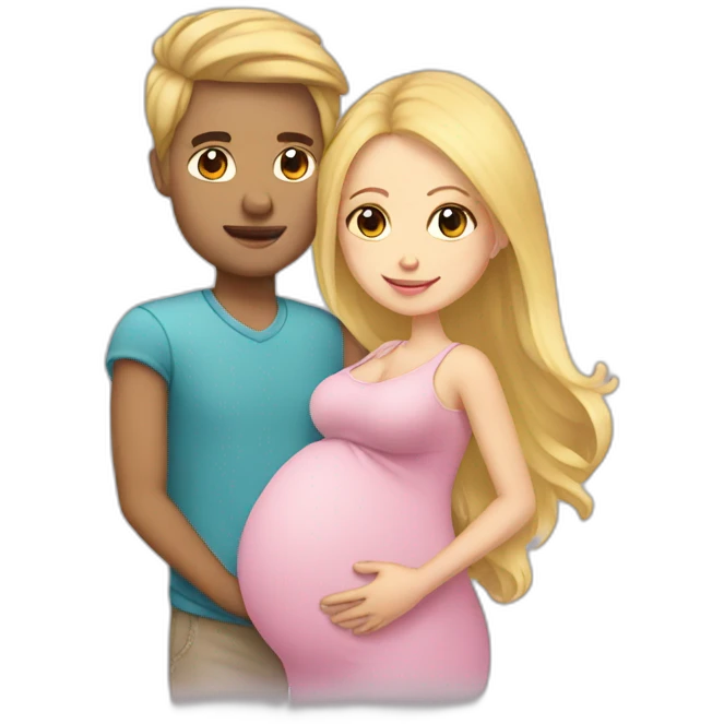 Pregnant blonde with boyfriend emoji