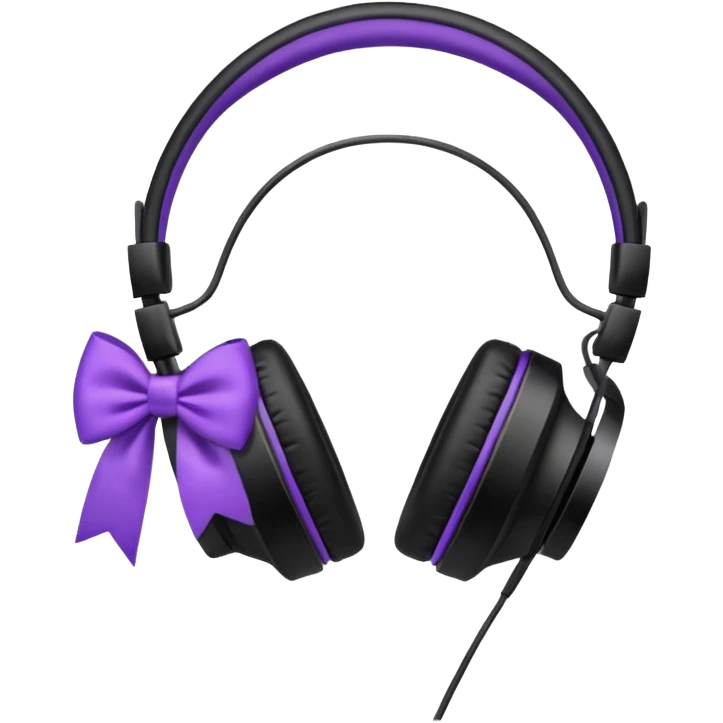 headphones with bow on the right side black and purple  emoji