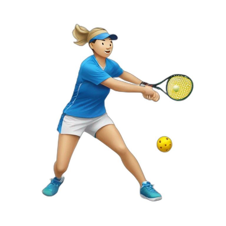 Chinese Pickleball player hitting a Pickleball emoji