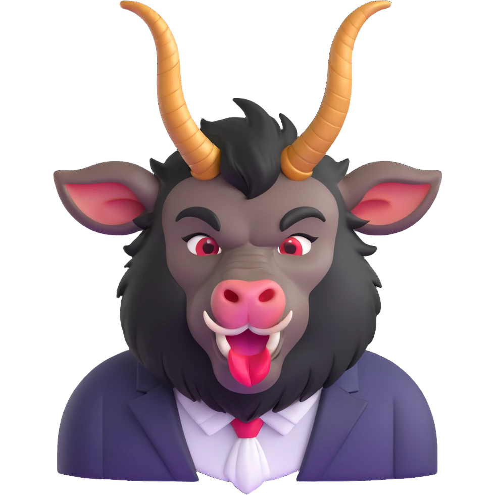 Beast from Beauty and the Beast with a human mouth and lips, keeping his horns, fur, and formal outfit emoji