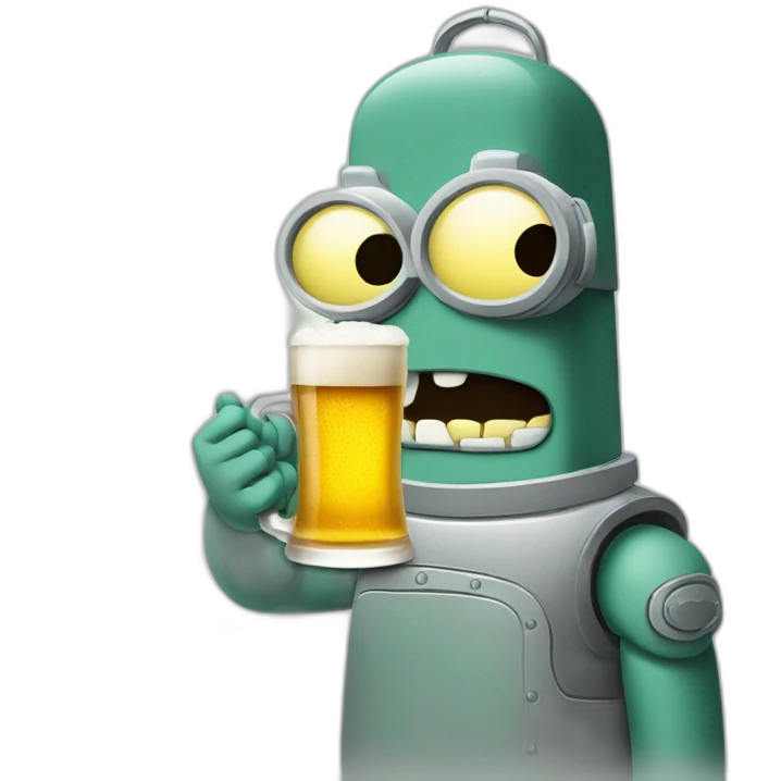 Bender of Futurama with a beer emoji