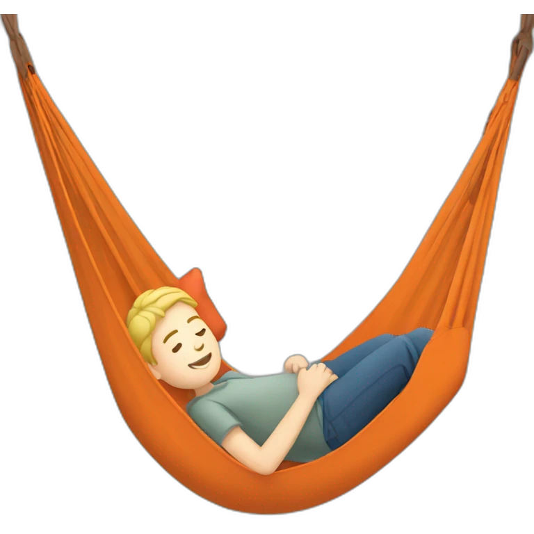 a white kid laying in orange hammock emoji
