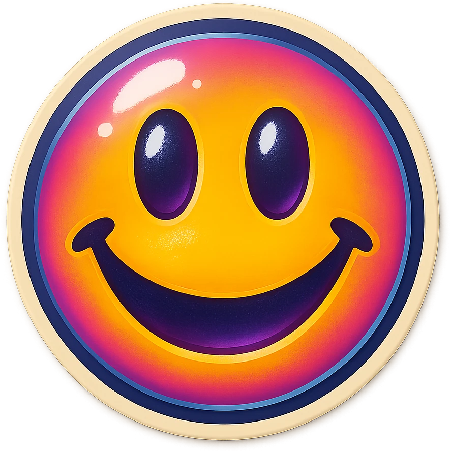 Remove the background and make it transparent while keeping the emoji style and expression unchanged in retro stickers style. emoji