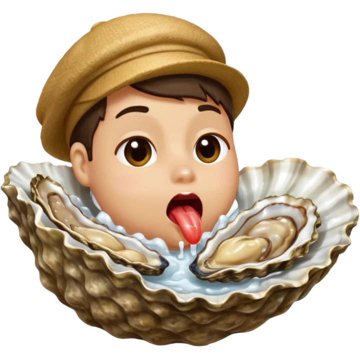 Licking an oyster emoji