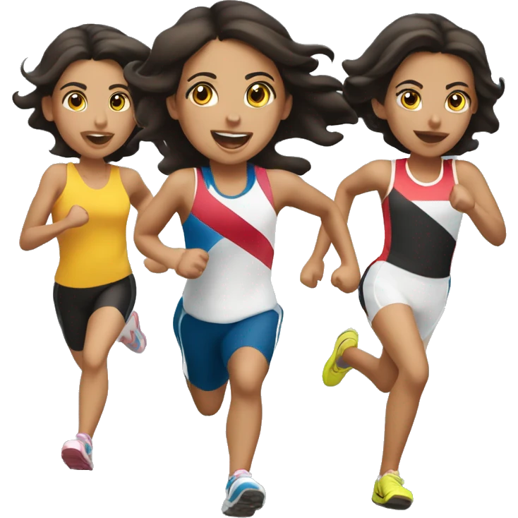 3 pale hispanic girls running a race emoji