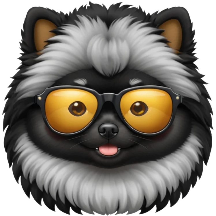 A black pomerian with sunglasses  emoji