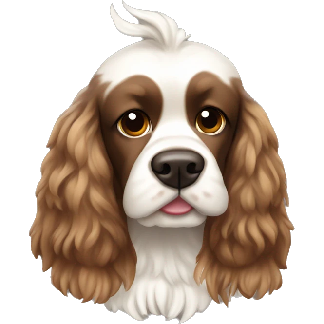 Brown and white Mohawk spotted Cocker spaniel with a Mohawk  emoji