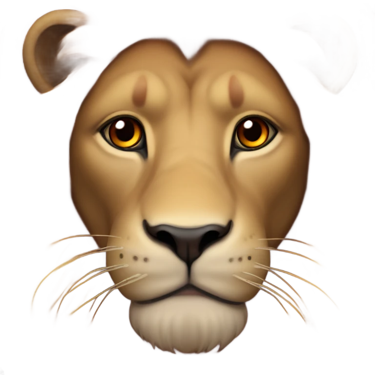 Lion with crimson fur, maroon mane, and amber eyes. emoji