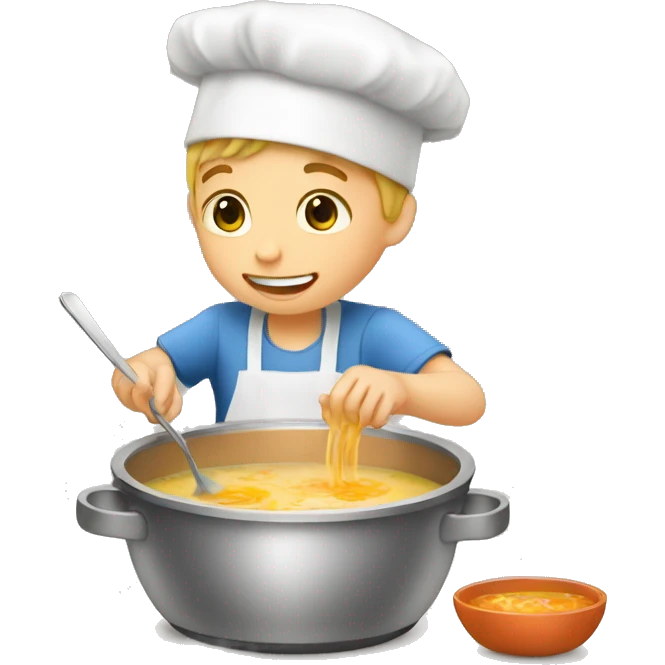 white kid making bowl of soup emoji