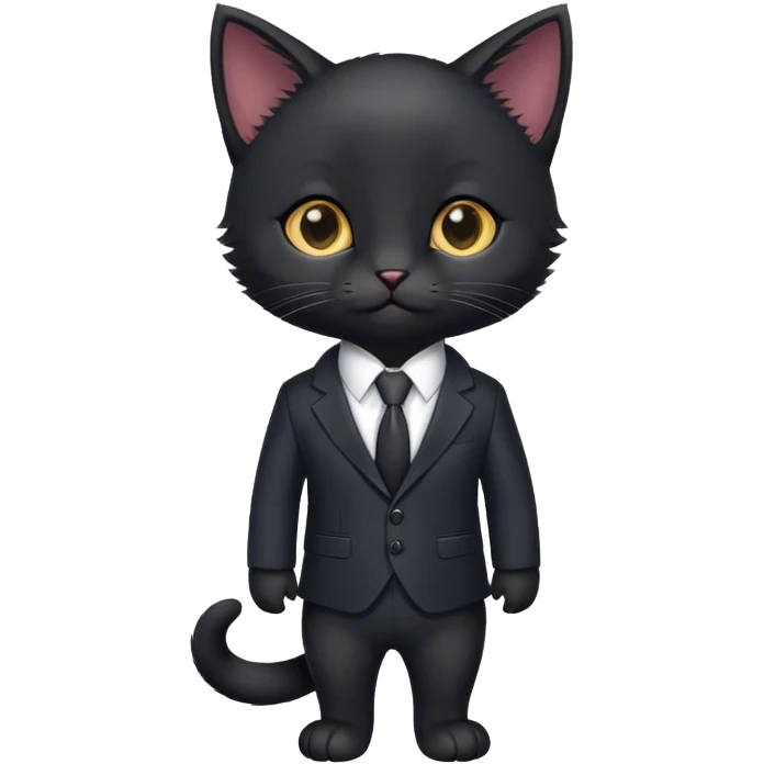 Black kitten in a suit emoji