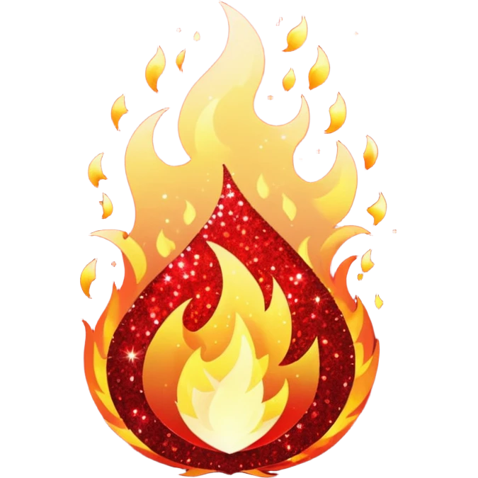 red glitter fire emoji