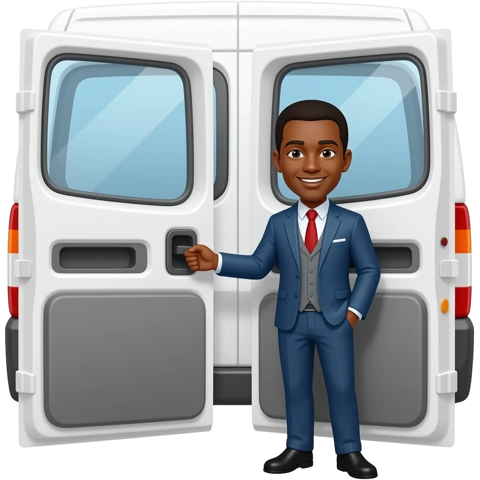 A black man opens the back door of a white van and the smell comes out of it. emoji