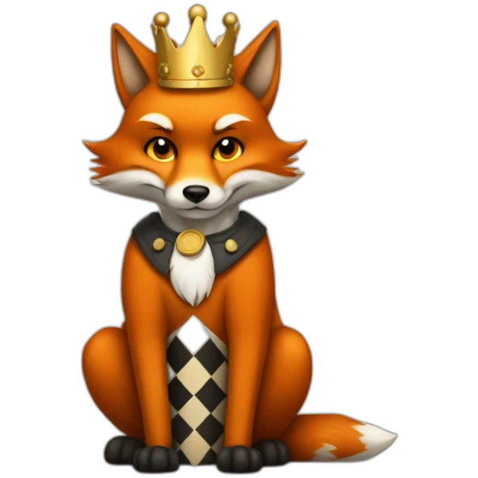 Fox dressed as a chess king emoji