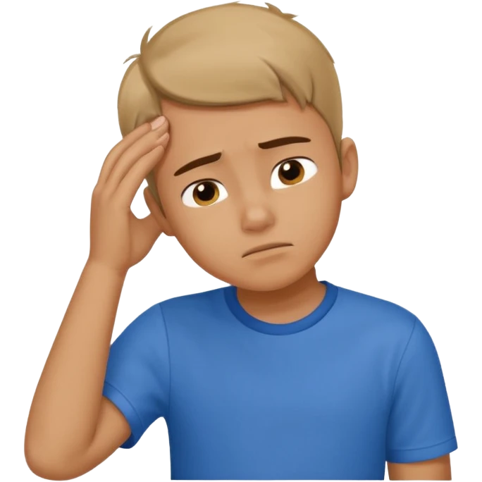boy thinking about something and scraching his head emoji