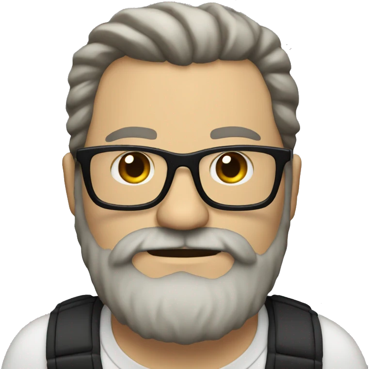 Heavy white dad with a big brown beard and black rectangle glasses emoji