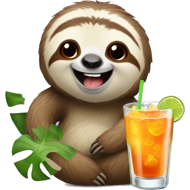 happy sloth with spritz emoji