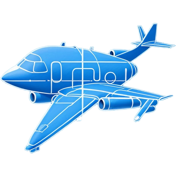blue blueprint with one dashed line marking a start and a destination emoji