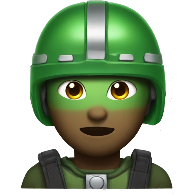 green helmet knigfht whit light eyes emoji