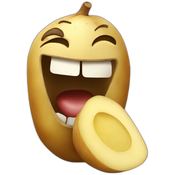 crazy smile eating potato emoji
