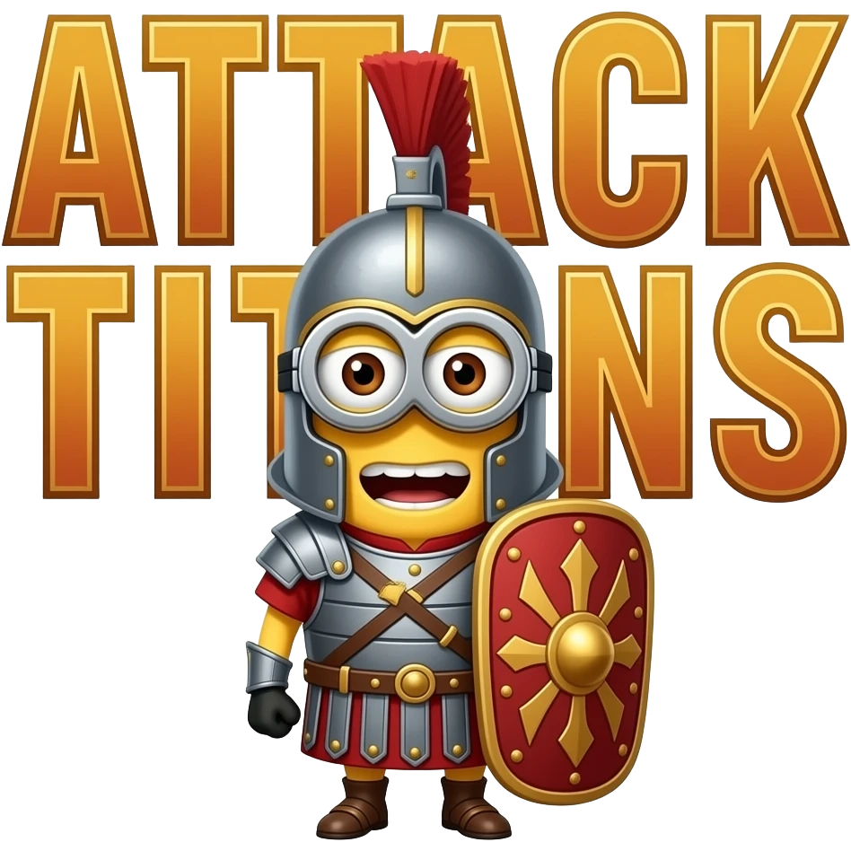 minion in roman armor text ATTACK TITANS emoji